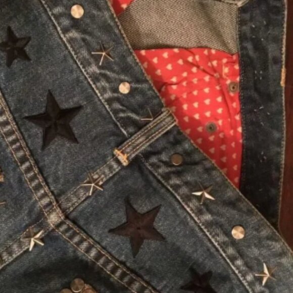 MARC JACOBS-VINTAGE DENIM SKIRT SILVER STUDS & APPLIQUES - Picture 6 of 6